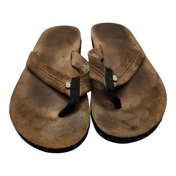 Teva‎ Leather Sandals Womens 7 Brown Flip Flops Flats Casual Comfort Used - Picture 1 of 8